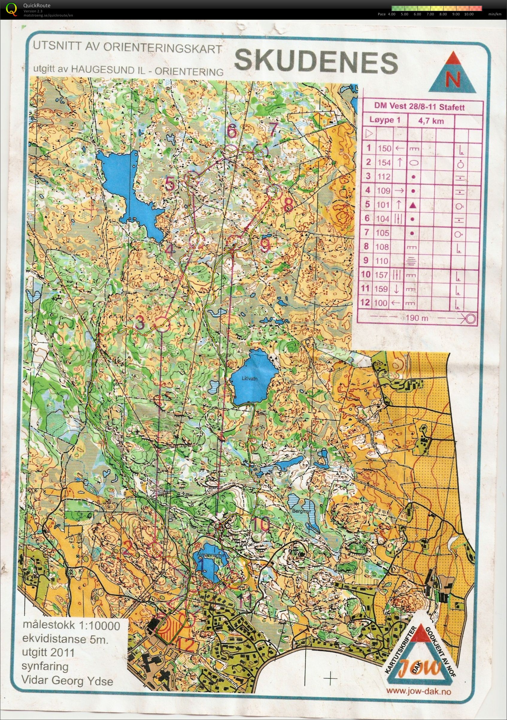 Vestlandsmesterskapet, Stafett (28/08/2011)